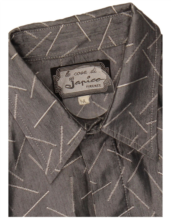 Vintage Herrenhemd mittelgrau geometrisch