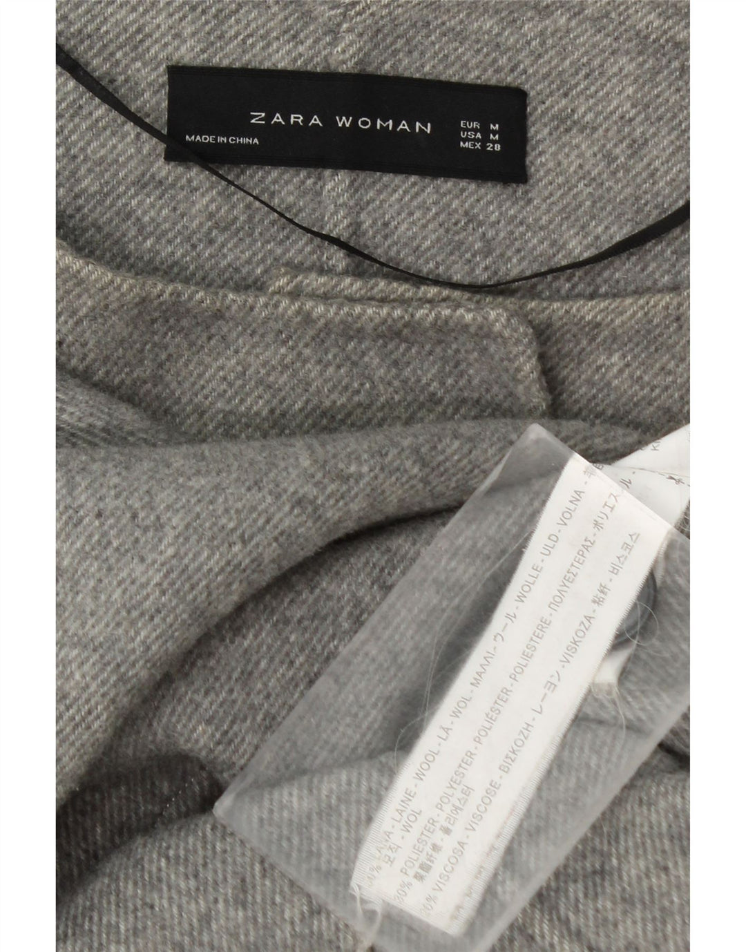 Zweireihiger Damenmantel von Zara, UK 12, mittelgraue Wolle