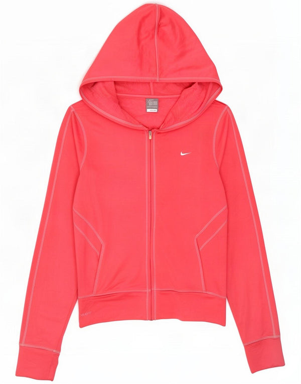 Nike Womens Zip Hoodie Sweater UK 10/12 Mittelrosa Polyester