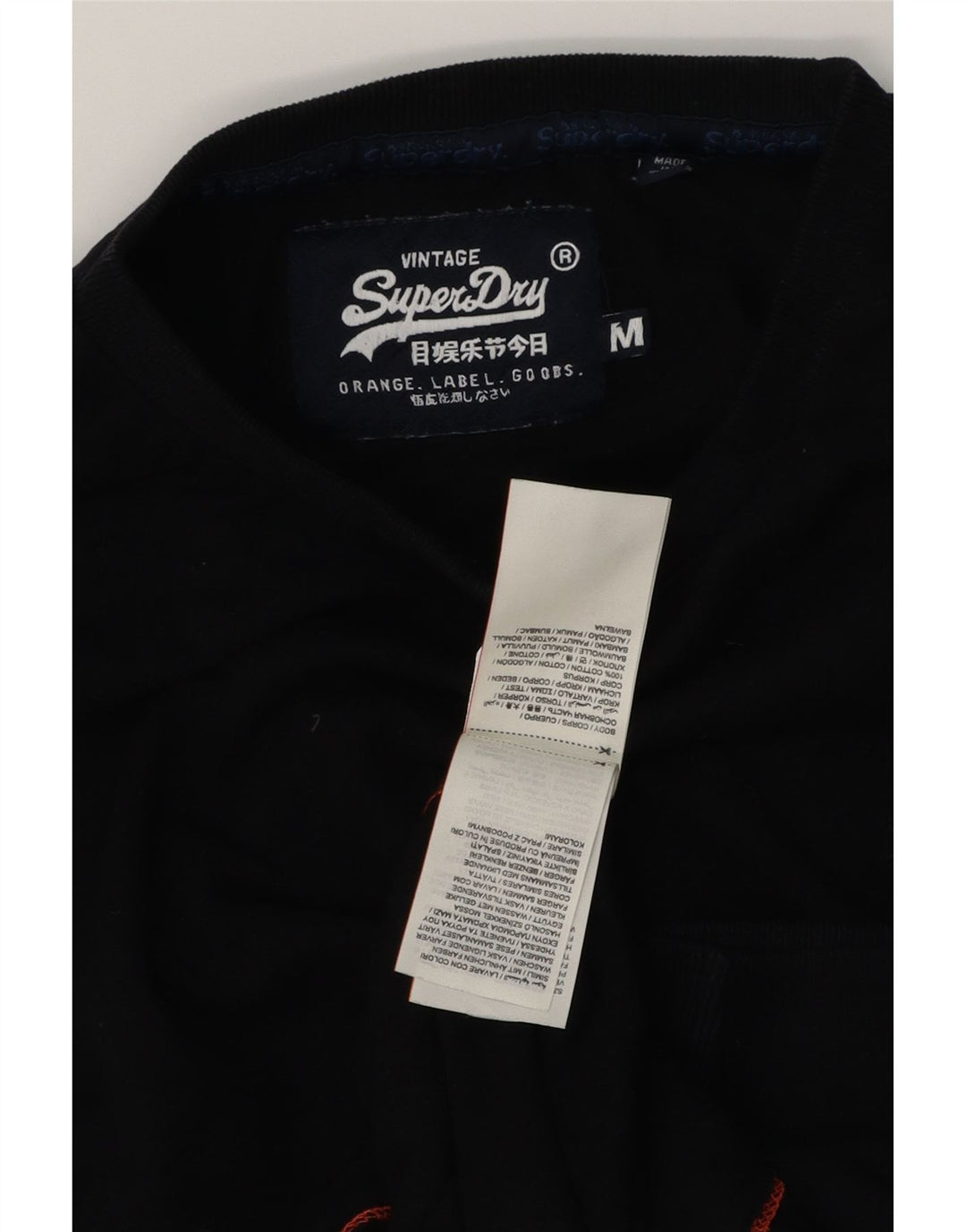 SUPERDRY Herren-Langarmshirt aus mittelschwarzer Baumwolle