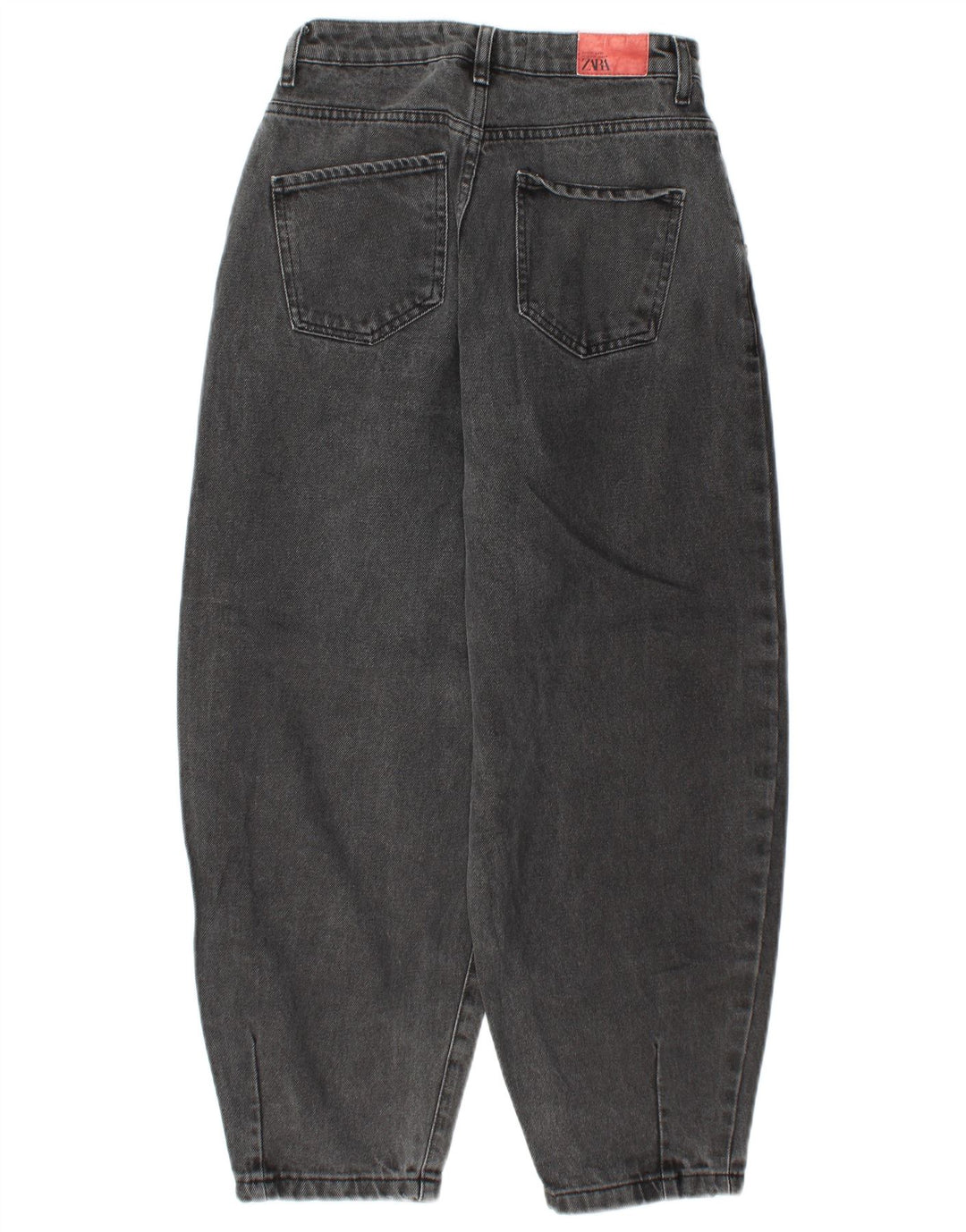 ZARA Damen Balloon Crop High Waist Jeans EU 34 2XS W24 L25 Grau