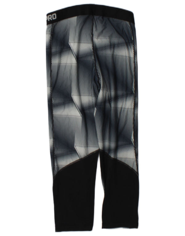 Nike Womens Dri Fit Capri Leggings UK 12 Mittelgraues geometrisches Polyester
