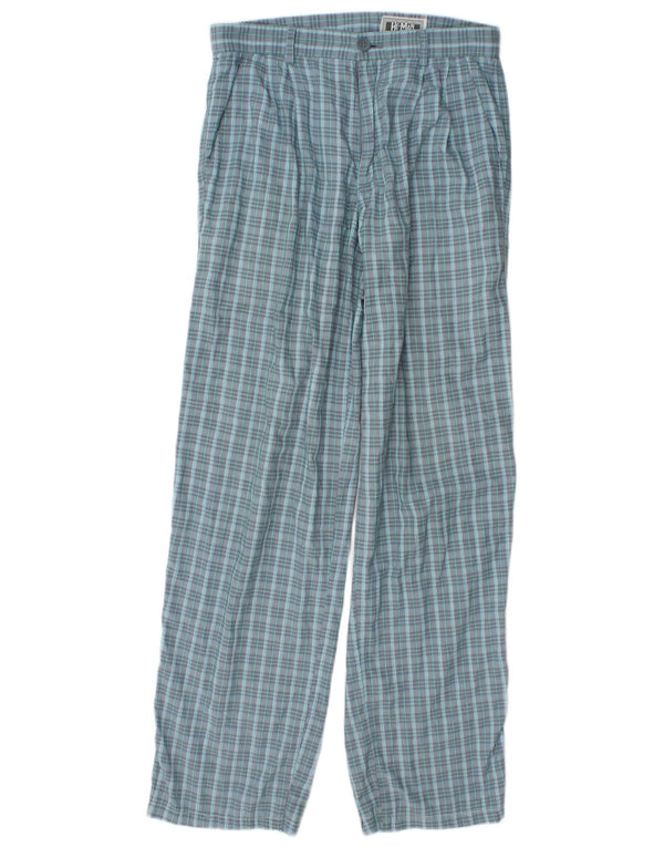 Vintage Herren-Chinohose mit Pegged, W29, L31, blau kariertes Polyester