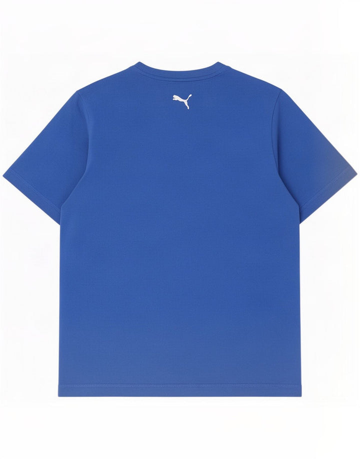 Puma Herren Grafik-T-Shirt-Oberteil aus mittelblauer Baumwolle
