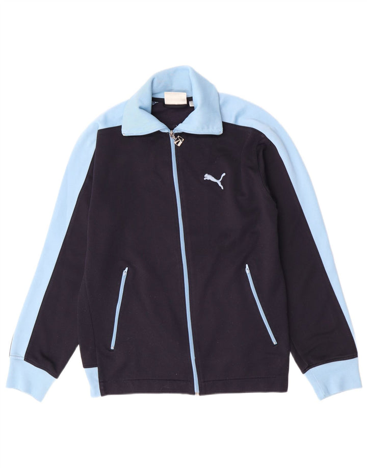 Puma Herren-Trainingsanzug-Top-Jacke, mittelblaues Farbblock-Polyester