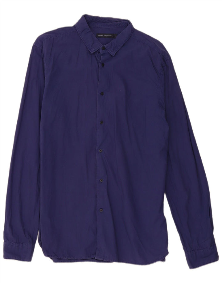 French Connection Slim-Fit-Hemd für Herren, groß, marineblau, Baumwolle