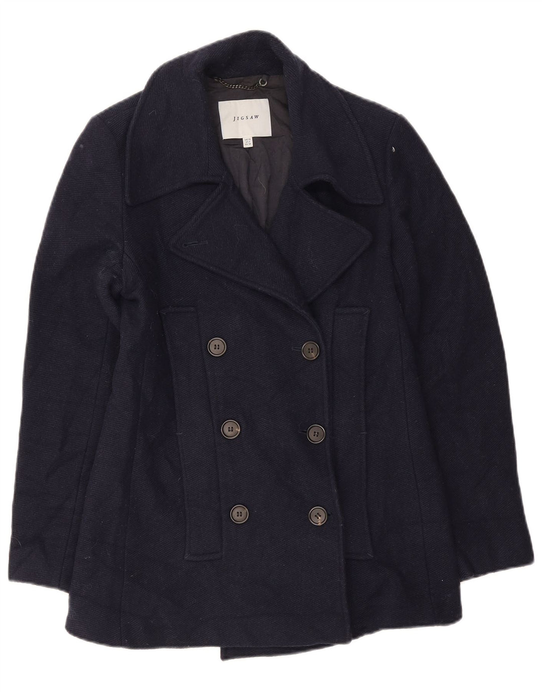 Jigsaw Womens Pea Coat UK 10 Small Marineblaue Wolle