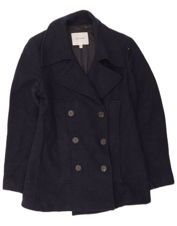 Jigsaw Womens Pea Coat UK 10 Small Navy Blue Wool