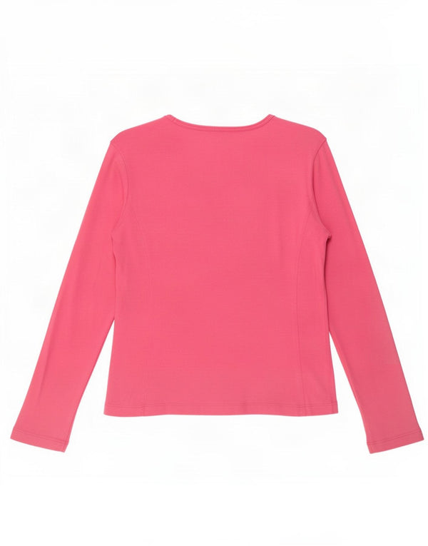 Champion Damen Crop Top Langarm UK 12 Mittelrosa Baumwolle