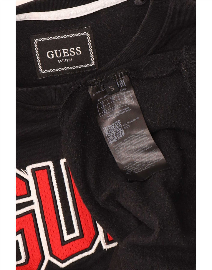 Guess Herren-Sweatshirt mit Grafik, UK-Größe 34, Größe S, schwarze Baumwolle