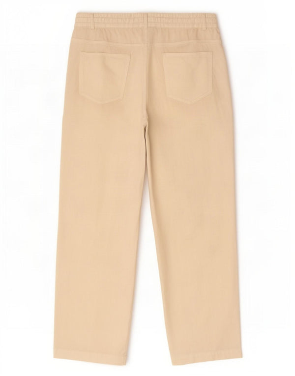 Marks & Spencer Damen gerade Hose UK 14 Large W34 L29 Weißes Leinen