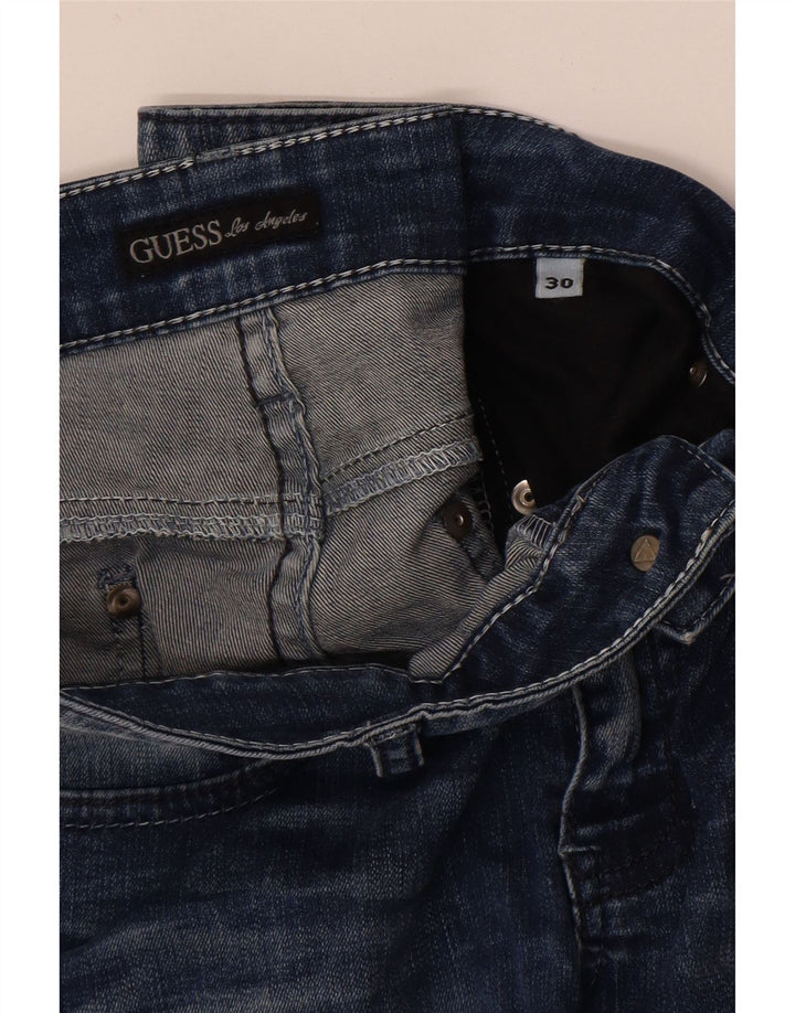 Guess Damen Nicole Straight Jeans W30 L30 Marineblau