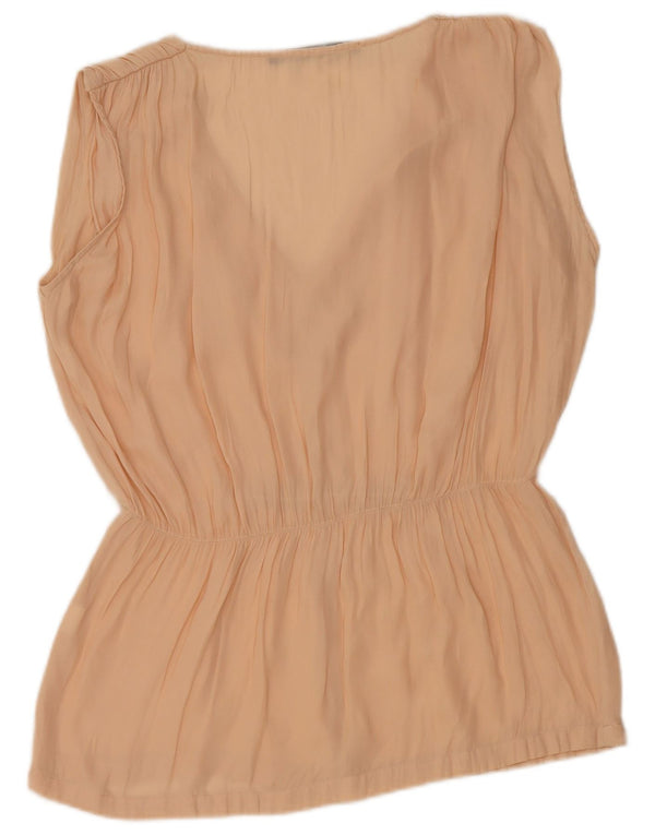 Zara Damen ärmelloses Blusenoberteil UK 14 Mittelbeige Polyester