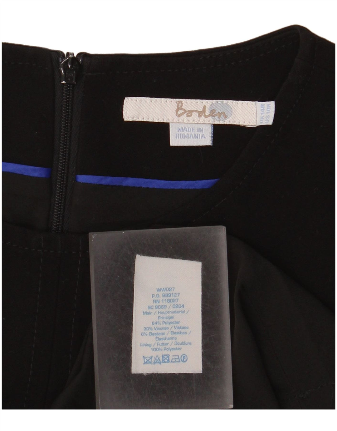 Boden Damen Etuikleid UK 14 Large Schwarz Polyester