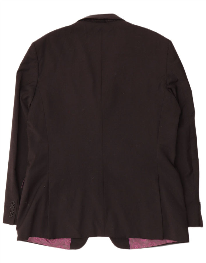 Ted Baker Herren-Blazer, lang, 2 Knöpfe, reguläre Passform, UK 44, 2XL, schwarze Wolle
