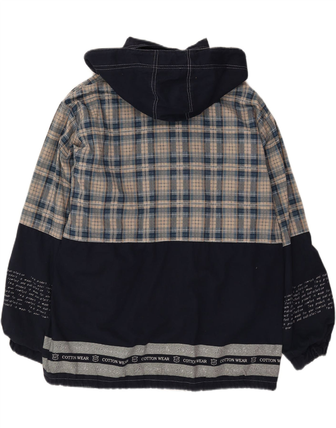 Whisper Herren-Windbreakerjacke mit grafischer Kapuze, Gr. 40, Marineblau, kariert
