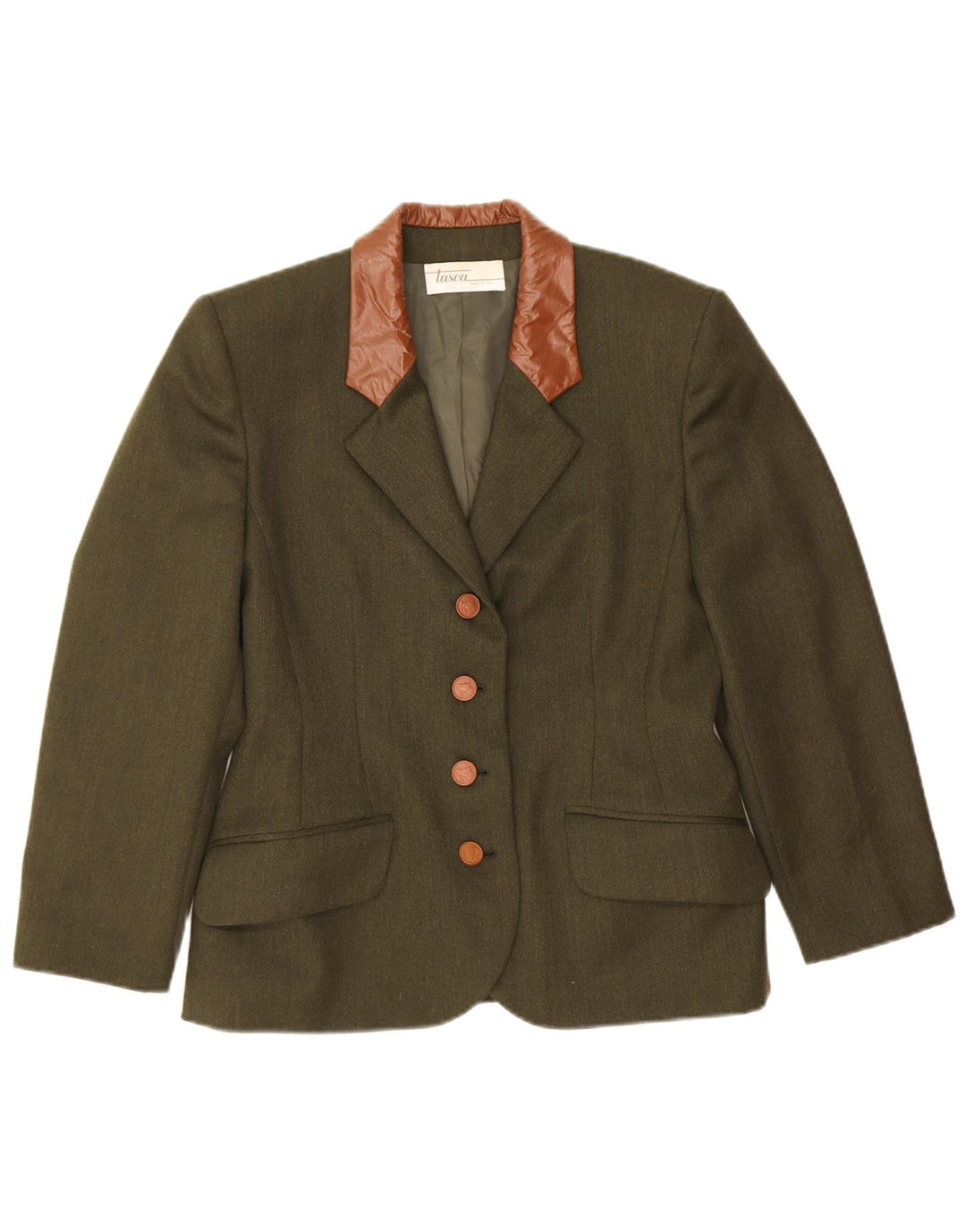 Vintage Damen 4-Knopf-Blazerjacke IT 42 Mittelgrüner Farbblock