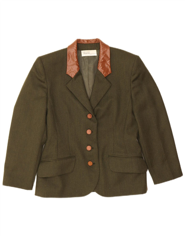 Vintage Damen 4-Knopf-Blazerjacke IT 42 Mittelgrüner Farbblock
