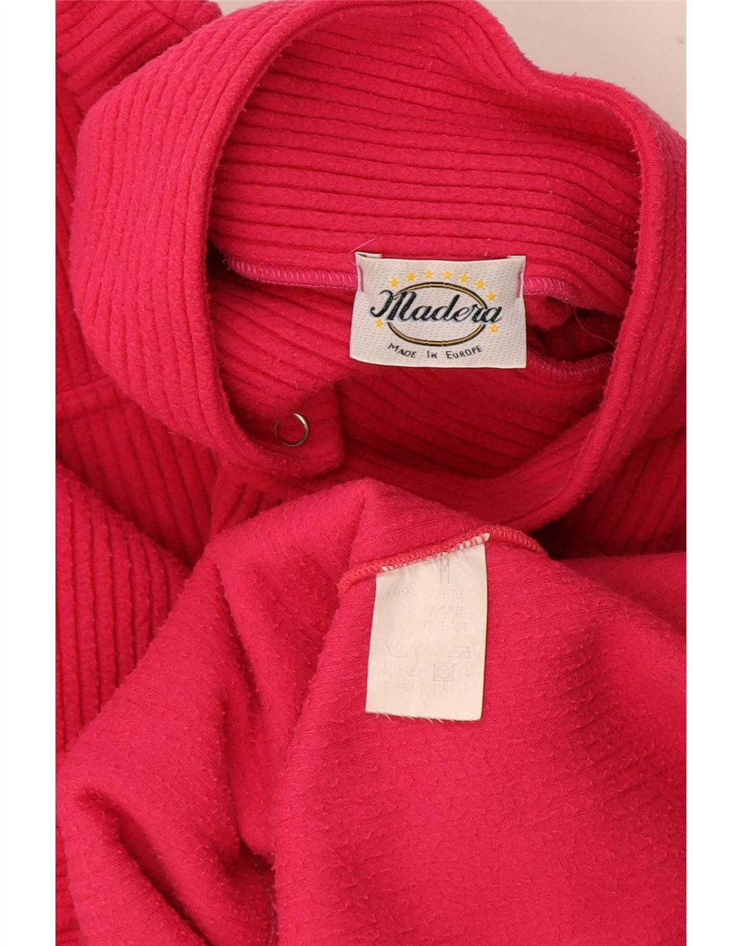 Vintage Damen Übergroßer Grafik-Fleecepullover UK 14 Mittelrosa