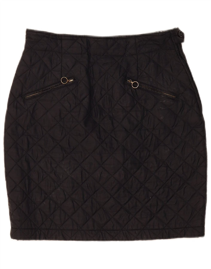 Benetton Damen Stepp-Minirock IT 44 Medium W30 Schwarzes Polyamid
