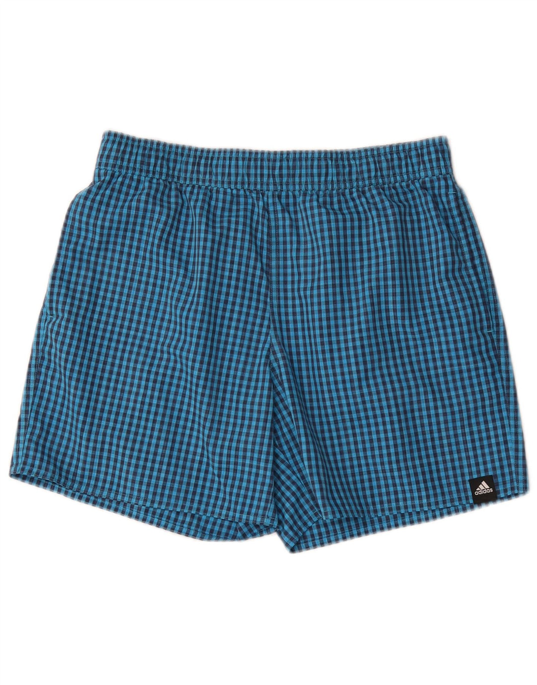 ADIDAS Herren Badeshorts, großes blaues Gingham-Polyester