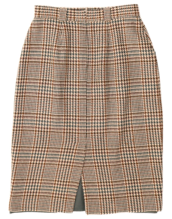 ST MICHAEL Womens Pencil Skirt UK 14 Large W28  Beige Houndstooth