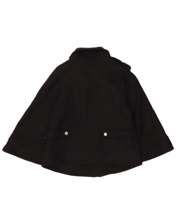 Zara Damen Kurzer Poncho-Mantel UK 6 XS Schwarze Wolle