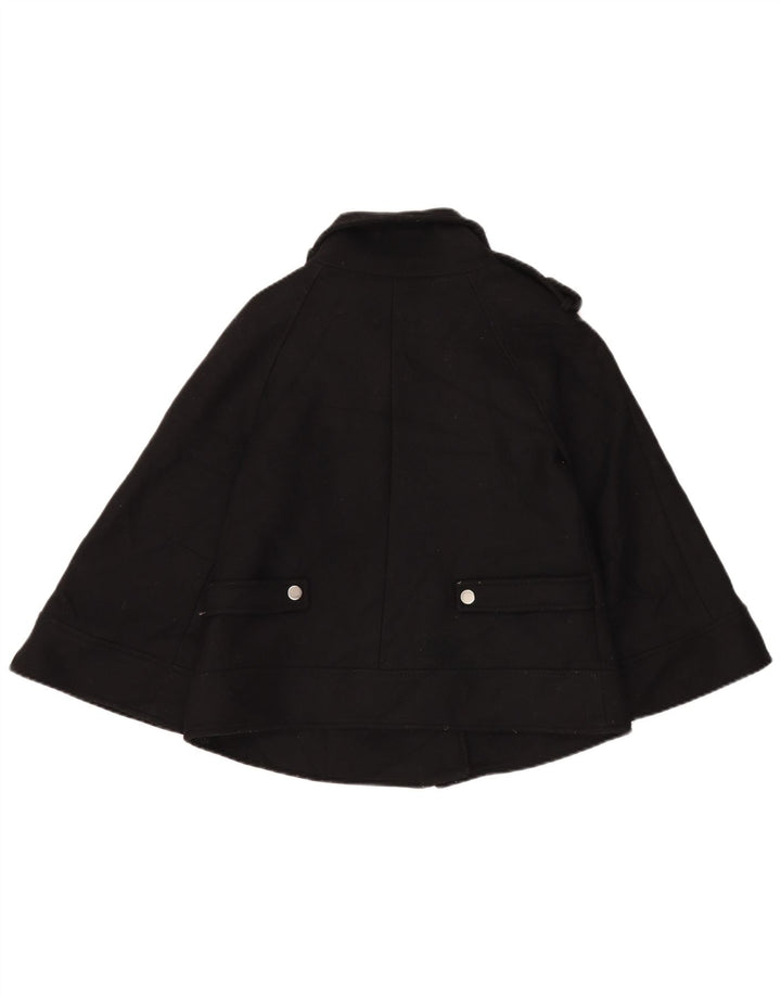 Zara Damen Kurzer Poncho-Mantel UK 6 XS Schwarze Wolle