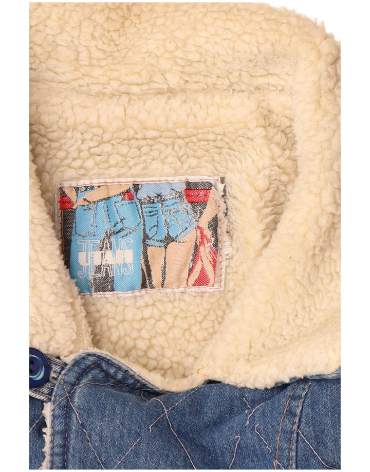 VINTAGE Herren Denim Sherpa Jacke UK 40 Large Blue Cotton Classic