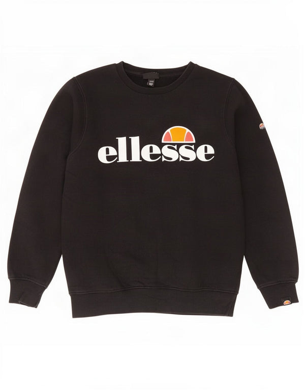 Ellesse Jungen-Sweatshirt mit Grafik, 12–13 Jahre, schwarze Baumwolle
