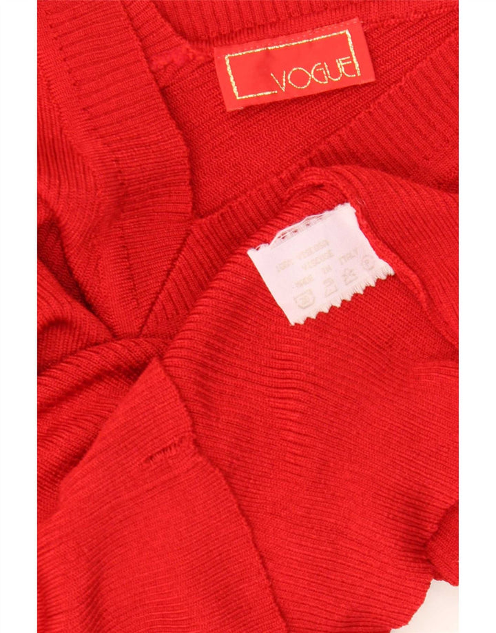 Vogue Damen-Pullover mit V-Ausschnitt, UK 14, Größe L, rote Viskose