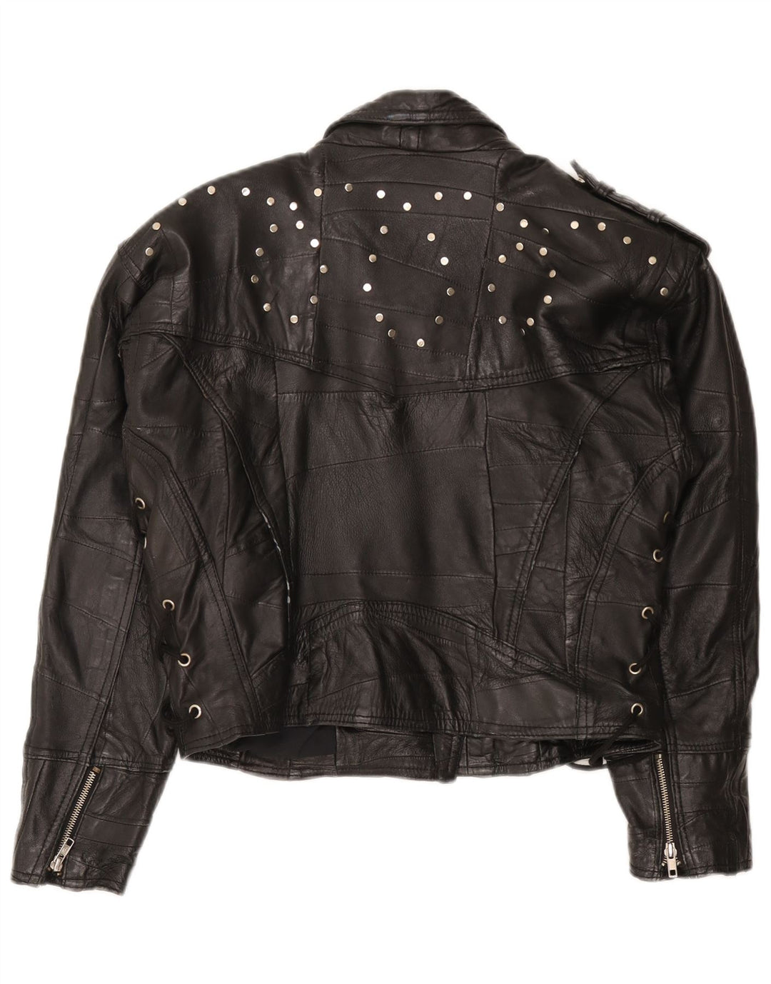 Vintage Damen Biker Lederjacke IT 42 Mittelschwarzes Leder