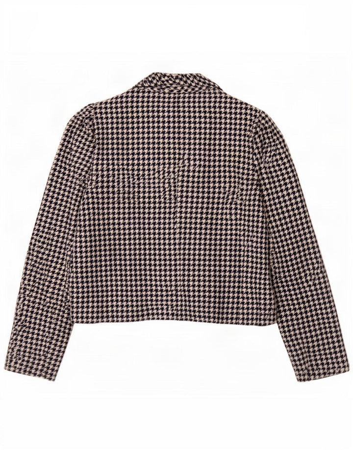 Mona Damen-Blazerjacke mit 2 Knöpfen, UK 12, mittleres Marineblau mit Hahnentrittmuster