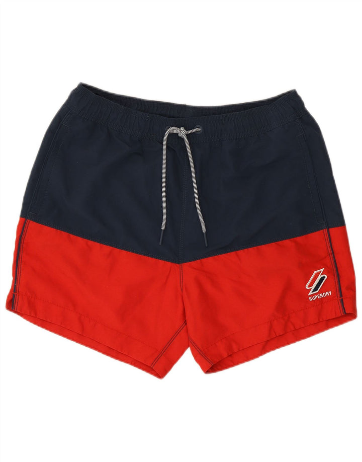 Superdry Herren-Badeshorts, mittelgroß, Marineblau, Farbblock-Polyester