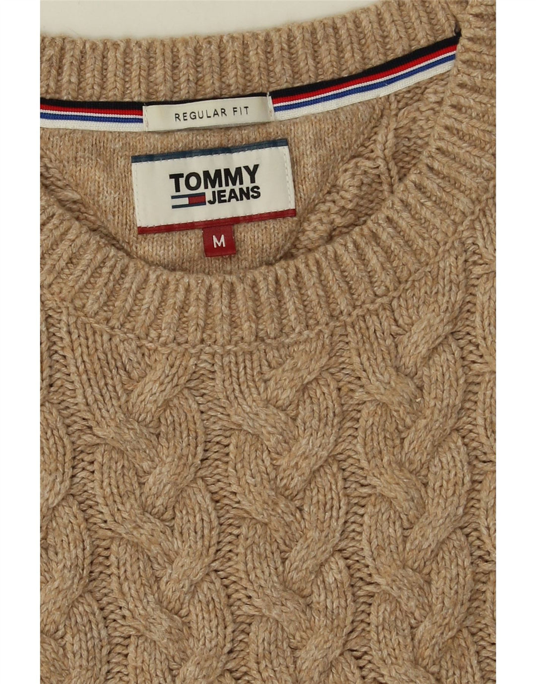 Tommy Hilfiger Herren-Pullover mit normaler Passform und Rundhalsausschnitt in Mittelbeige