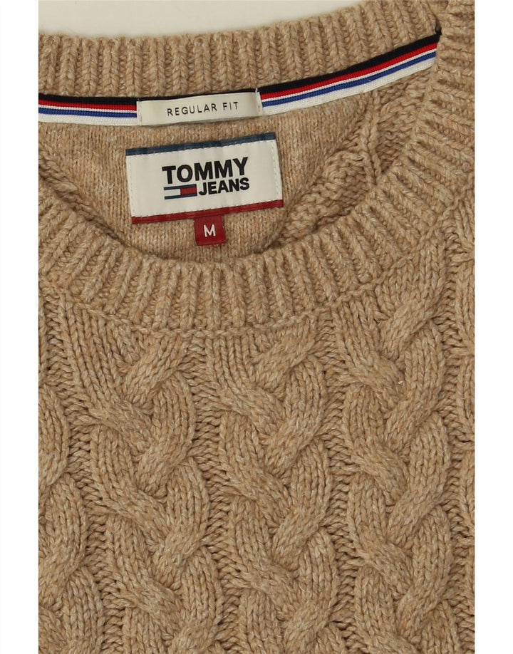 Tommy Hilfiger Herren-Pullover mit normaler Passform und Rundhalsausschnitt in Mittelbeige