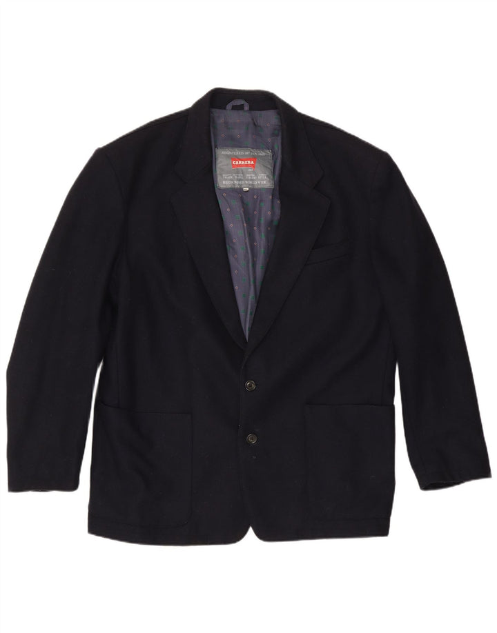 Carrera Herren 2-Knopf-Blazerjacke UK 42 XL Marineblaue Wolle