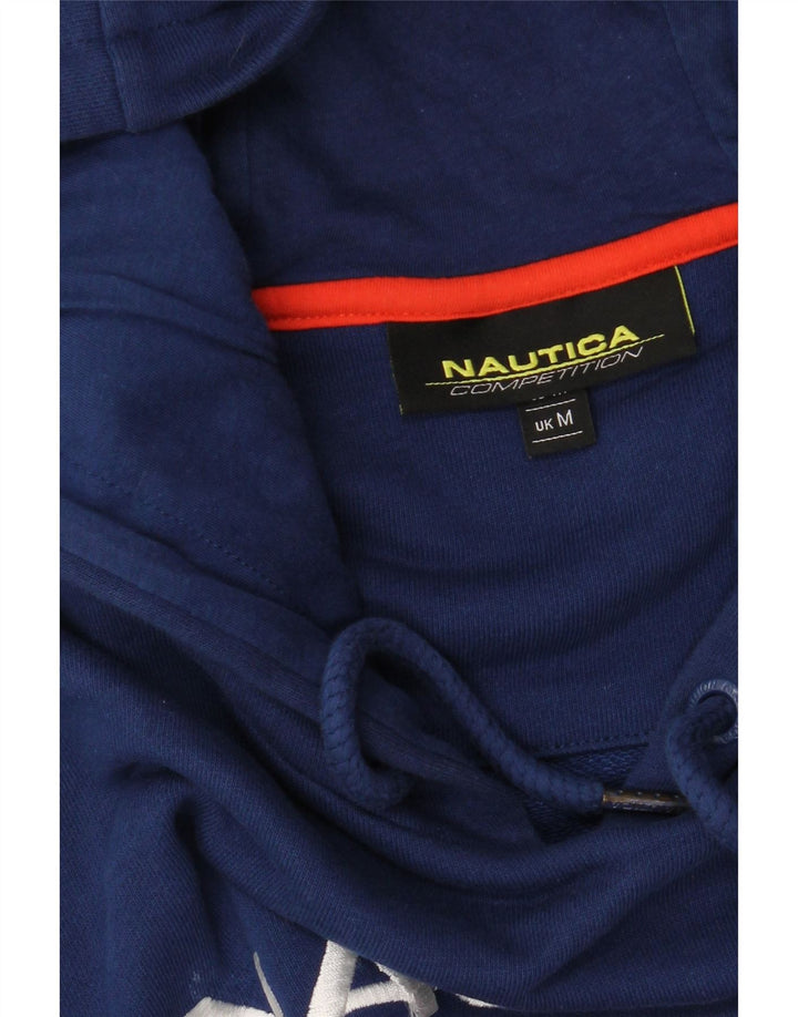 NAUTICA Mens Graphic Hoodie Jumper Medium Navy Blue Cotton