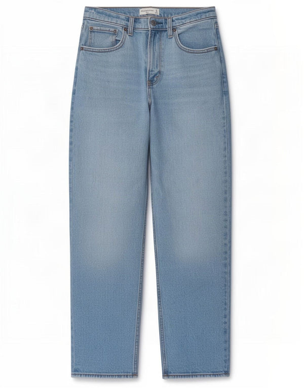 Abercrombie & Fitch Damen High Rise Straight Jeans US 4 Small W27 L29 Blau