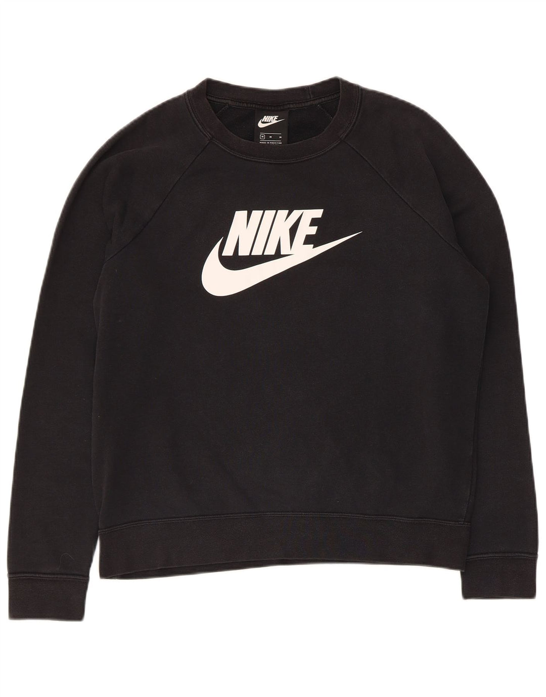 Nike Womens Graphic Sweatshirt Pullover UK 14 Mittelschwarze Baumwolle