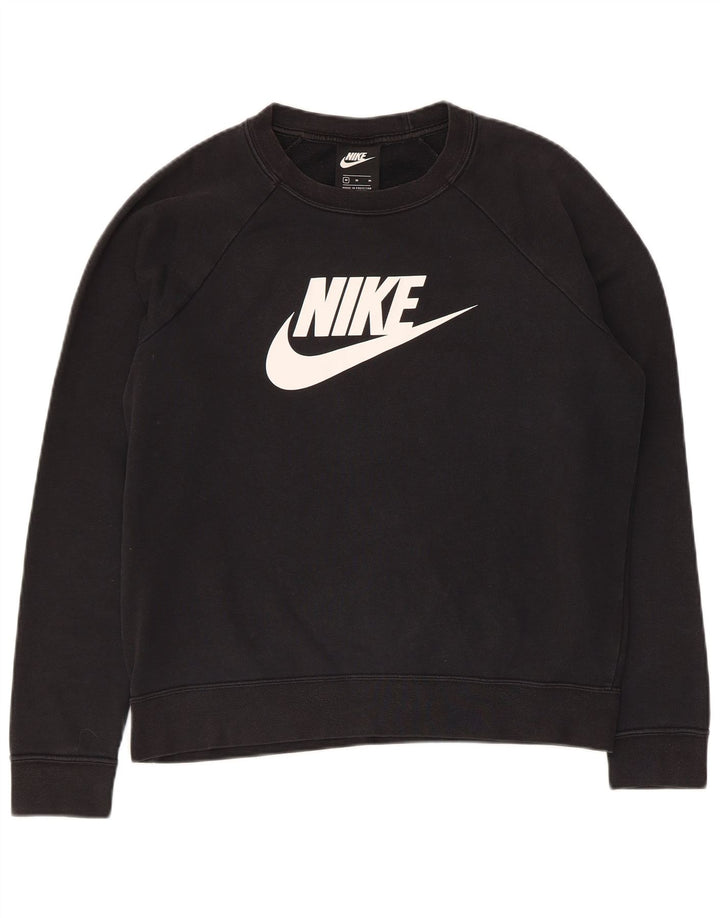 Nike Womens Graphic Sweatshirt Pullover UK 14 Mittelschwarze Baumwolle