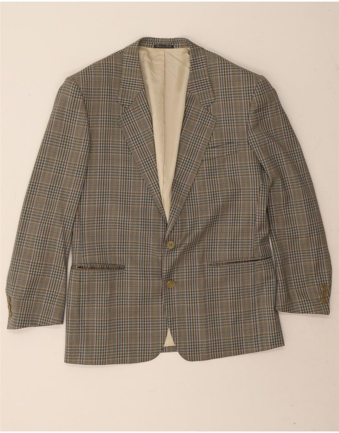 Prandina Herren-Blazer mit 2 Knöpfen, UK 40, große grüne Hahnentritt-Schurwolle