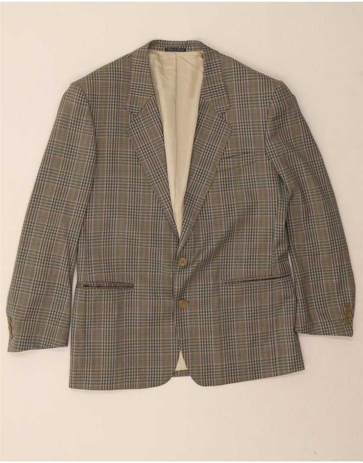 Prandina Herren-Blazer mit 2 Knöpfen, UK 40, große grüne Hahnentritt-Schurwolle