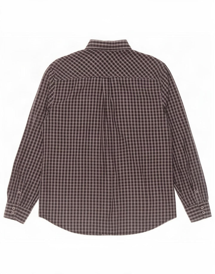 Ben Sherman Herrenhemd, groß, graue Gingham-Baumwolle