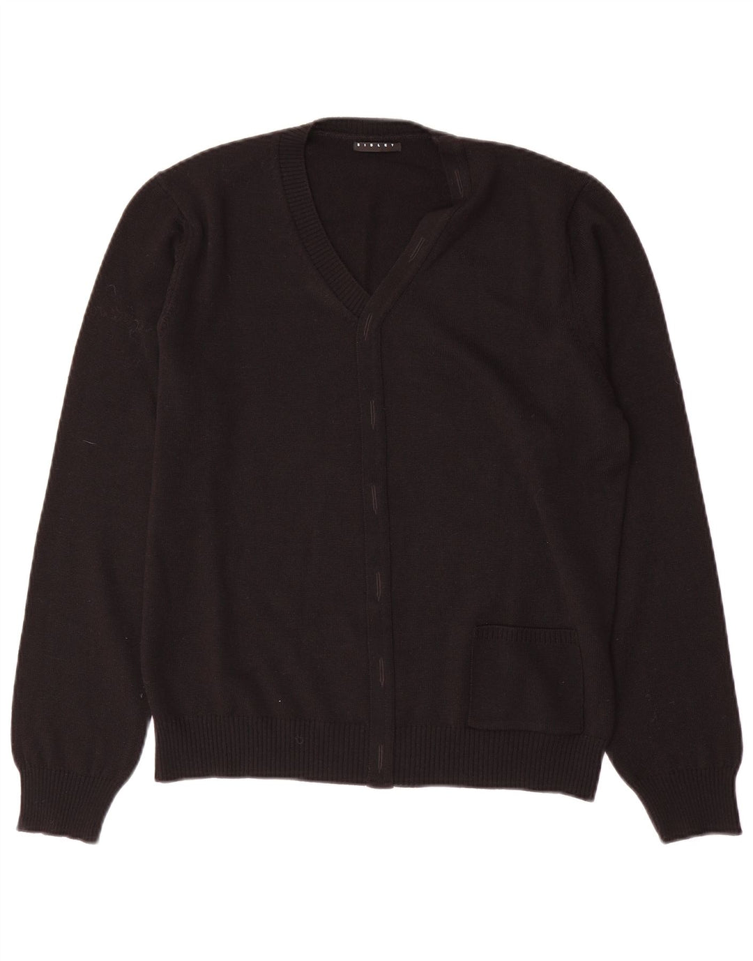 SISLEY Damen-Pullover mit V-Ausschnitt, UK 14, mittelschwarze Wolle