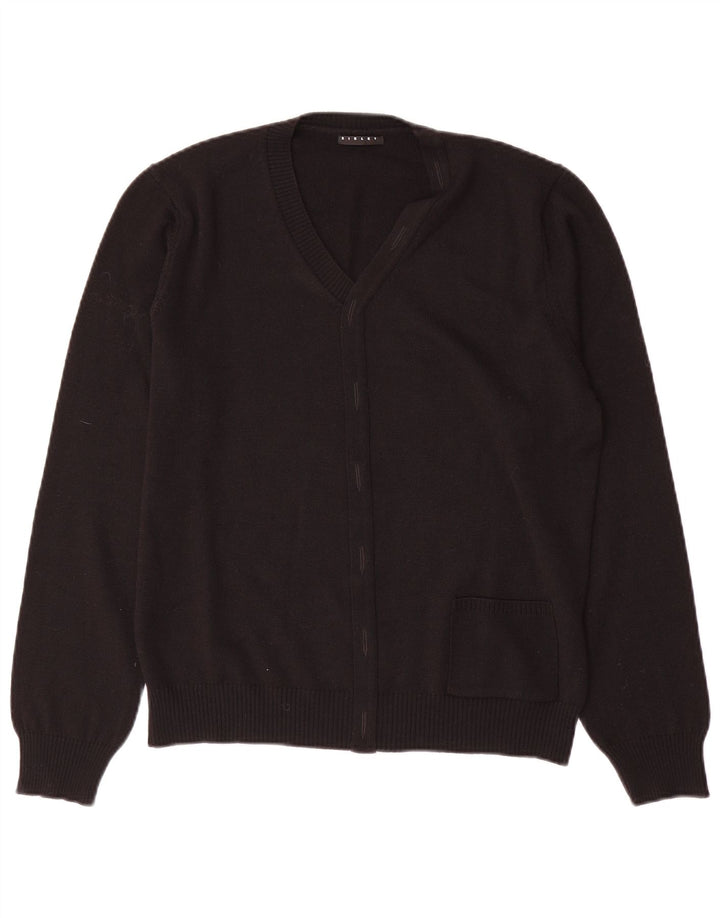 SISLEY Damen-Pullover mit V-Ausschnitt, UK 14, mittelschwarze Wolle