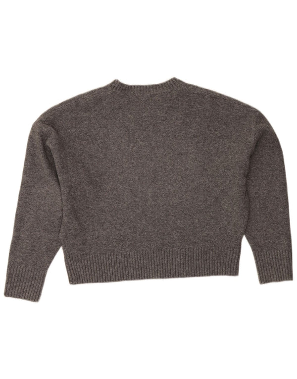 Zara Damen Crop-Pullover mit U-Boot-Ausschnitt, Gr. 10, Größe S, Grau meliert