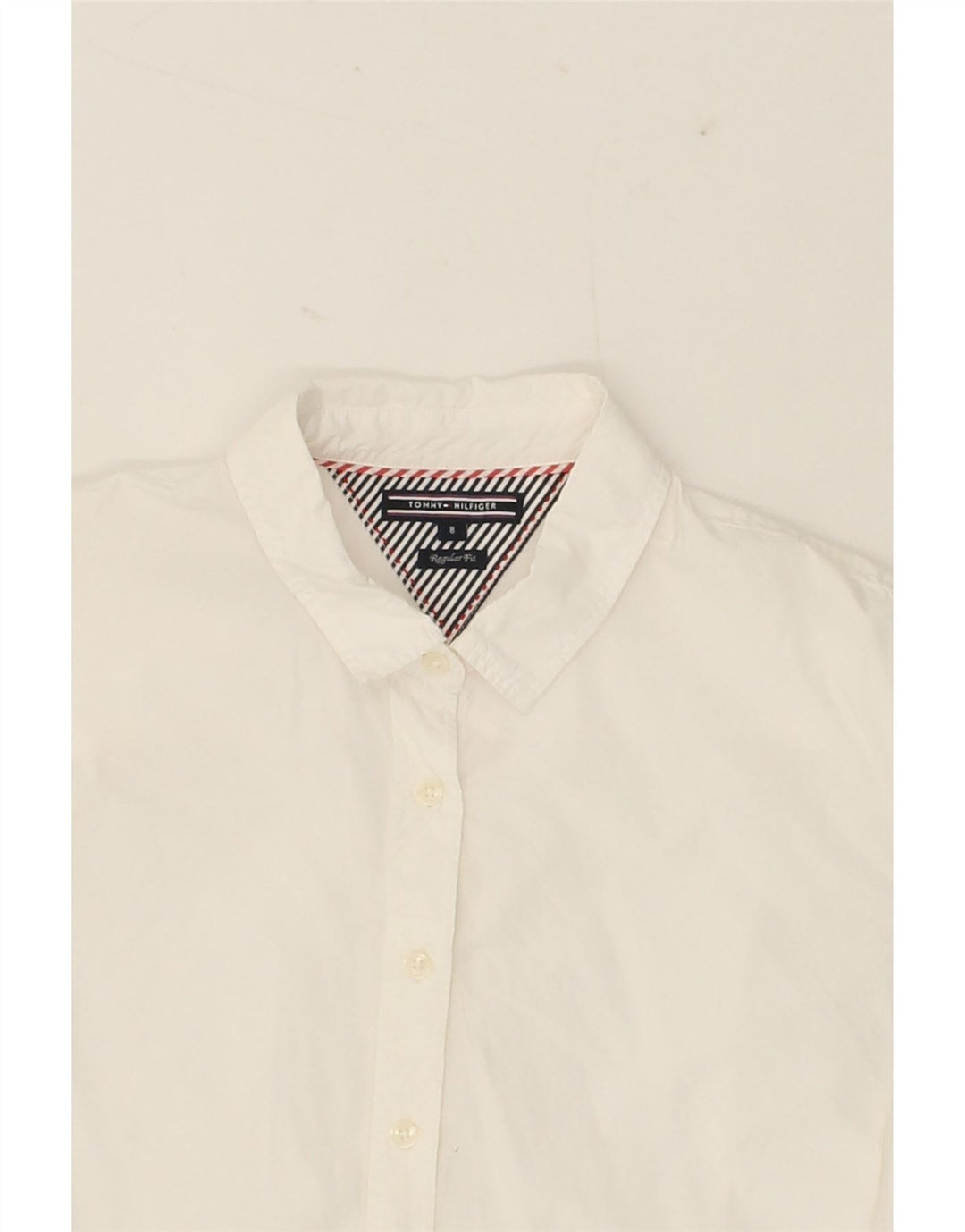 TOMMY HILFIGER Womens Shirt US 8 Medium White Cotton Vintage Tommy Hilfiger and Second-Hand Tommy Hilfiger from Messina Hembry 