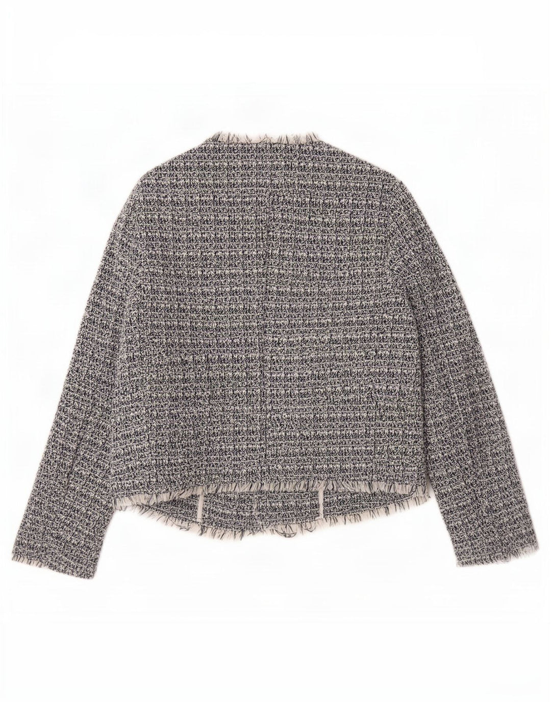 Benetton Damen-Blazer mit 3 Knöpfen, Gr. 8, Marineblau, gesprenkelte Baumwolle