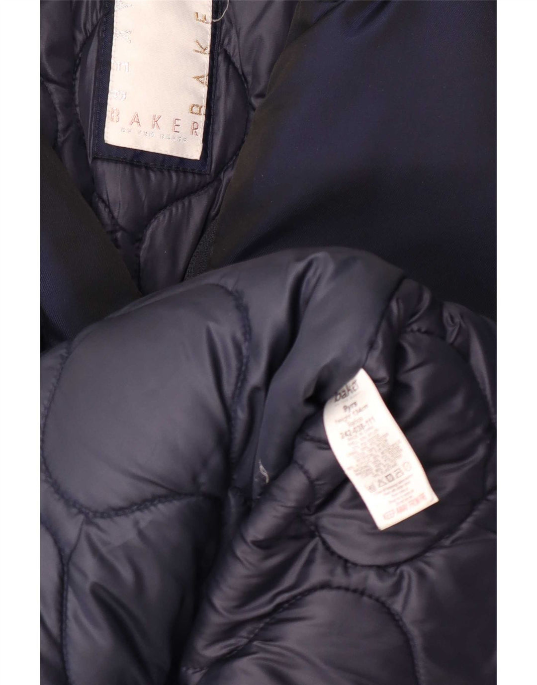 Ted Baker Wattierter Mantel mit Kapuze für Mädchen, 8–9 Jahre, marineblaues Nylon